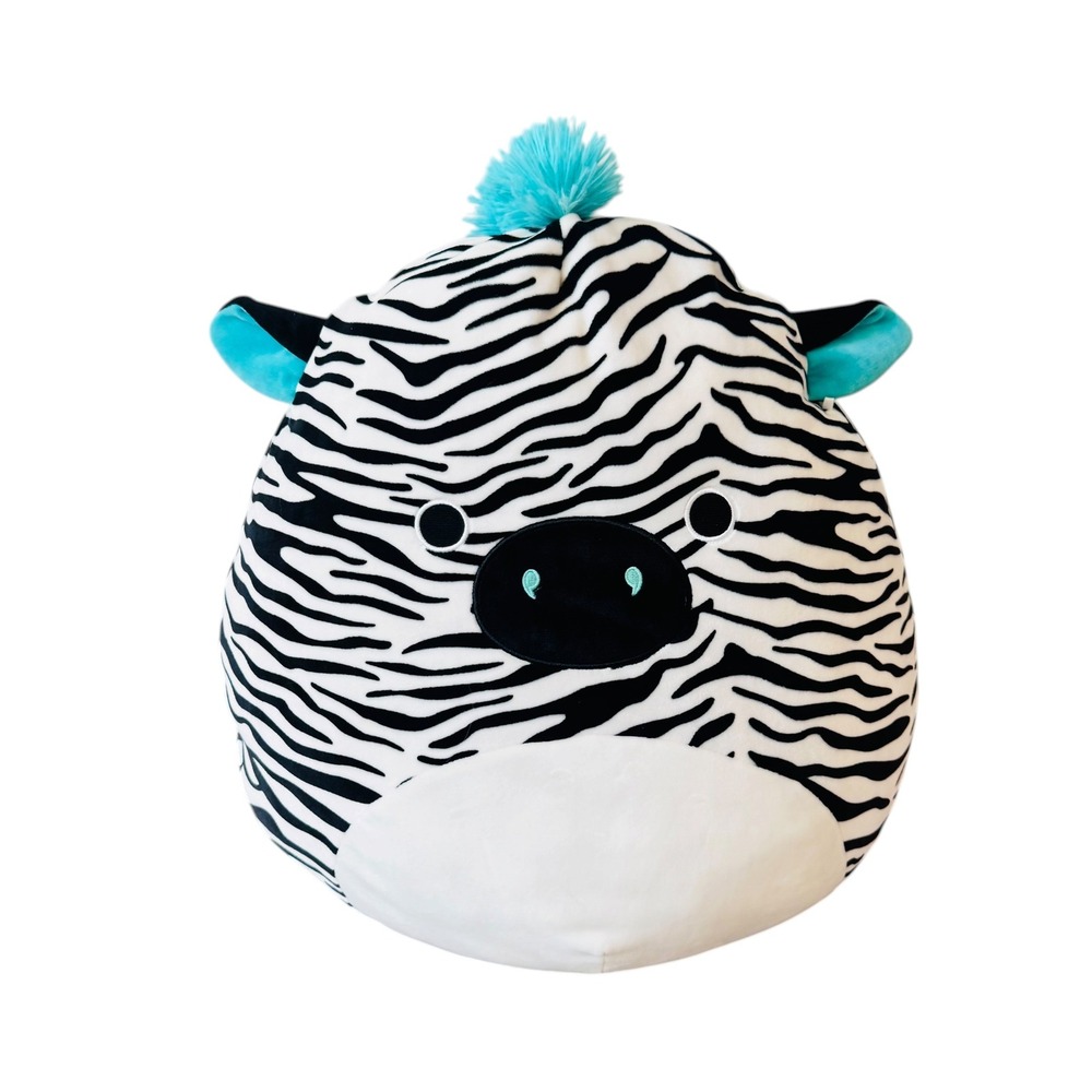 Squishmallows Zebra Zeke 16 Inch Black White Turquoise Plush Stuffed Animal
